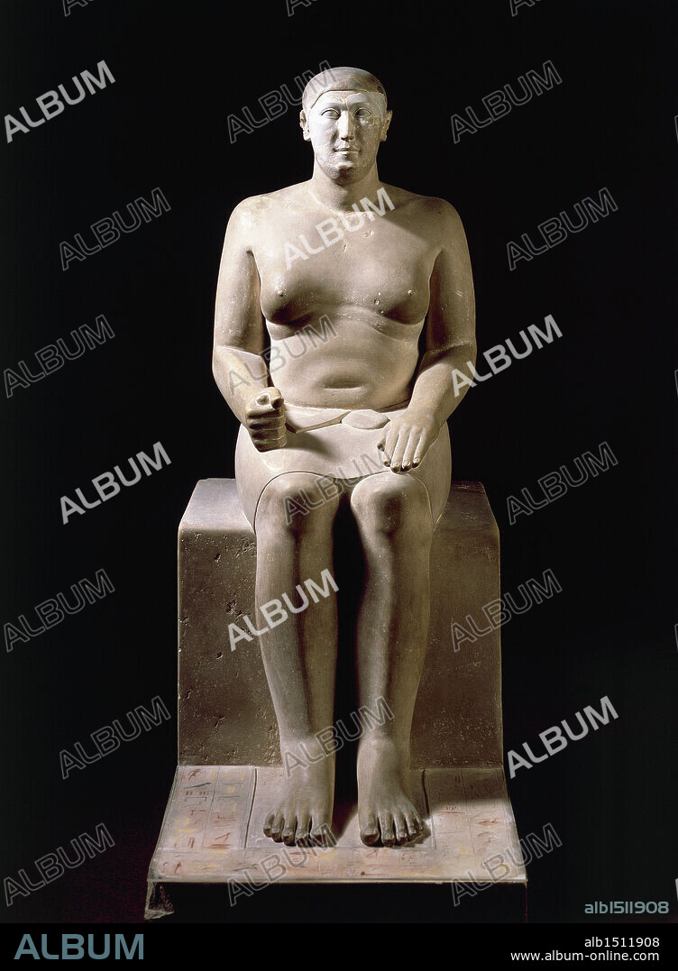 Egyptian civilization, Old Kingdom, Dynasty IV. Statue of the architect Hemiunu, who is credited with the construction of the pyramid of Cheops.