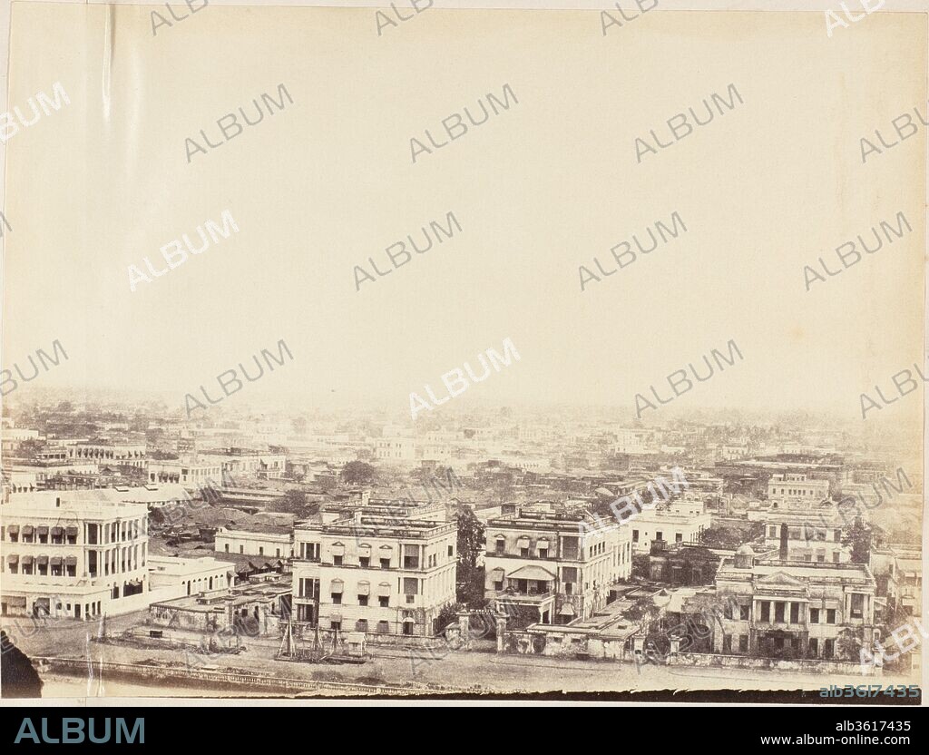 View of the City from the Ochterlony Monument, Calcutta]. Artist: Captain  R. B. Hill. Dimensions: Image: 17.6 x 23.4 cm (6 15/16 x 9 3/16 in.) Mount:  21.1 x 28.1 cm (8 5 - Album alb3617435