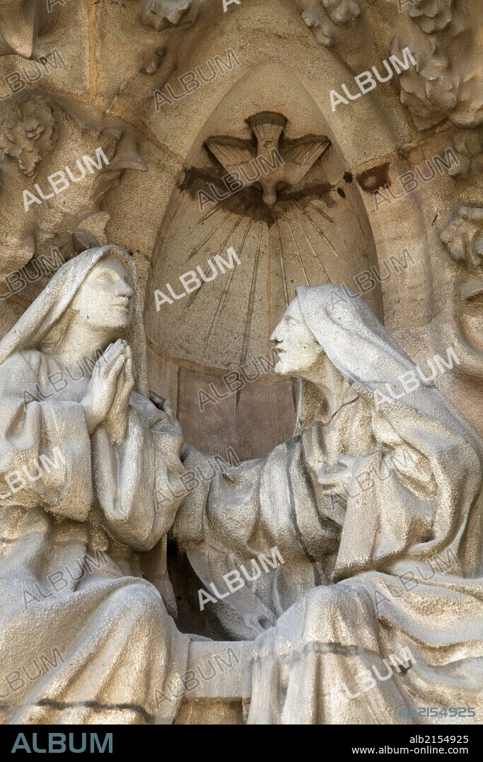 The Temple of the Sagrada Familia - Nativity Facade - Hope Portico - the Visitation.