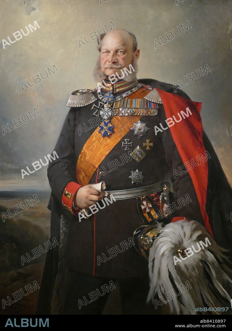 William I in dress uniform, painting by Paul Bulow, 1879. William I or Wilhelm I (Wilhelm Friedrich Ludwig; 22 March 1797 - 9 March 1888) was King of Prussia from 2 January 1861 and German Emperor from 18 January 1871 until his death in 1888.