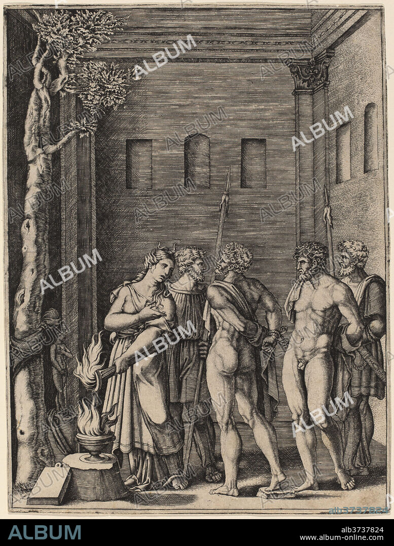 AGOSTINO DEI MUSI. Iphigenia Recognizing Her Brother. Medium: engraving.