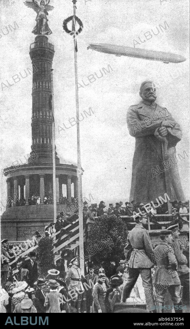 'Pour Tous Les Ages; L'inauguration du colossal Hindenburg de bois, dresse a Berlin devant le monument de la Victoire, d'apres le "Welt-Spiegel"' From "L'Album de la Guerre 1914-1919, Volume 2" [L'Illustration, Paris, 1924].