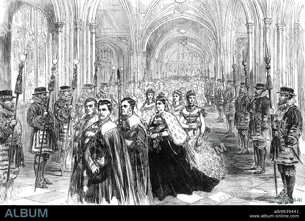 The Queen Opening Parliament Procession in the Peers Corridor