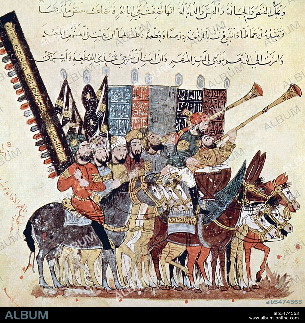 Illustration of Historical Battle Scene in the 13th century during the Abbasid Dynasty decline