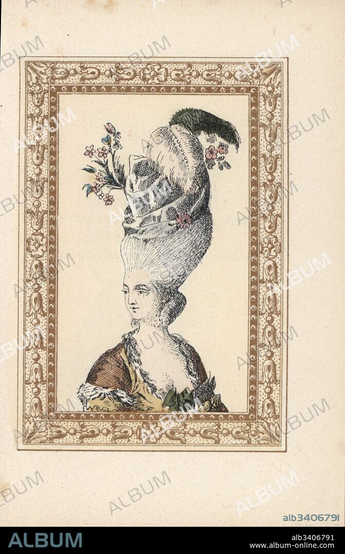 Woman in the Mystery bonnet or the Sleeping Dog decorated with