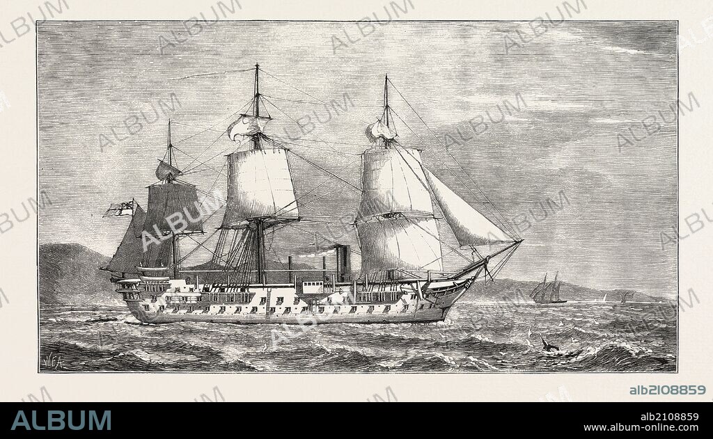 THE ASHANTEE WAR: THE HOSPITAL SHIP VICTOR EMMANUEL, TO BE MOORED OFF THE GOLD COAST, ANGLO ASHANTI WAR, GHANA, 1873 engraving.