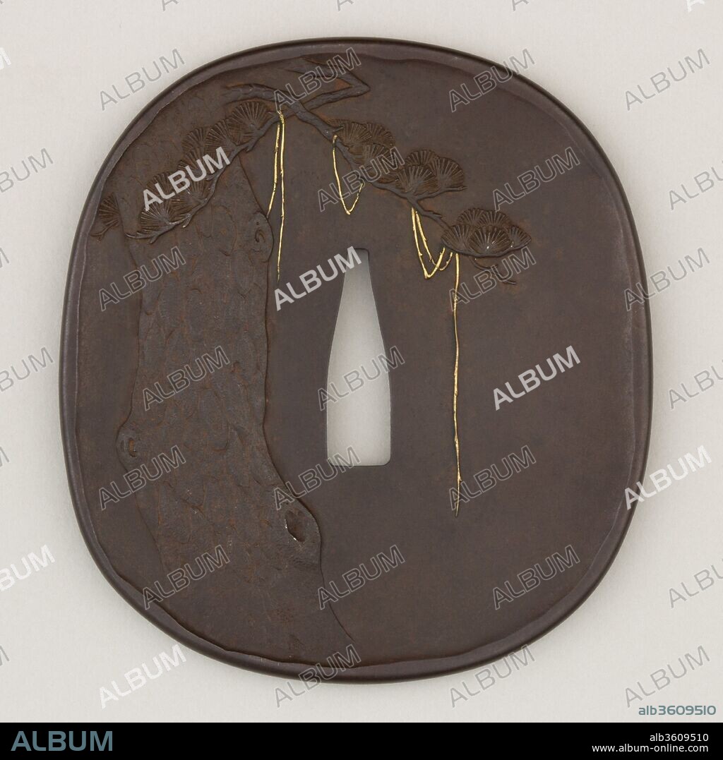 Sword Guard (Tsuba). Culture: Japanese. Dimensions: H. 3 5/16 in. (8.4 cm); W. 3 1/8 in. (7.9 cm); thickness 1/4 in. (0.6 cm); Wt. 4.9 oz. (138.9 g). Date: 18th century.