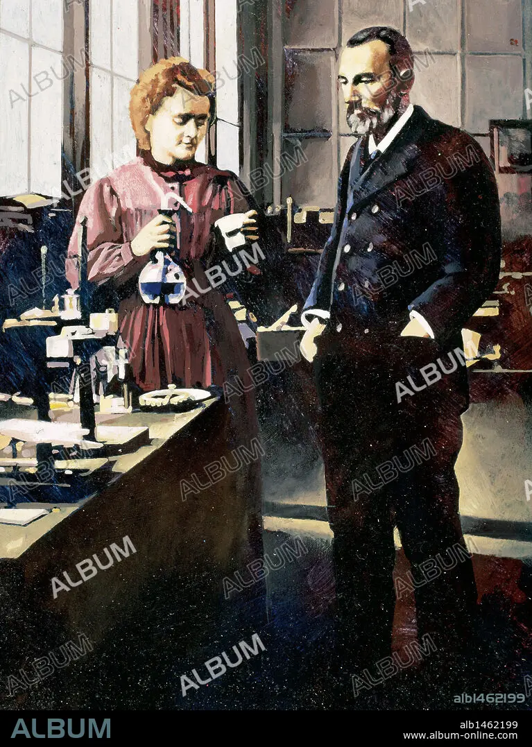 PIERRE CURIE (1859-1906) y MARIE CURIE (1867-1934). Físicos franceses.  Descubridores del radio en 1898. Premio Nobel de Química en 1903. - Album  alb1462199