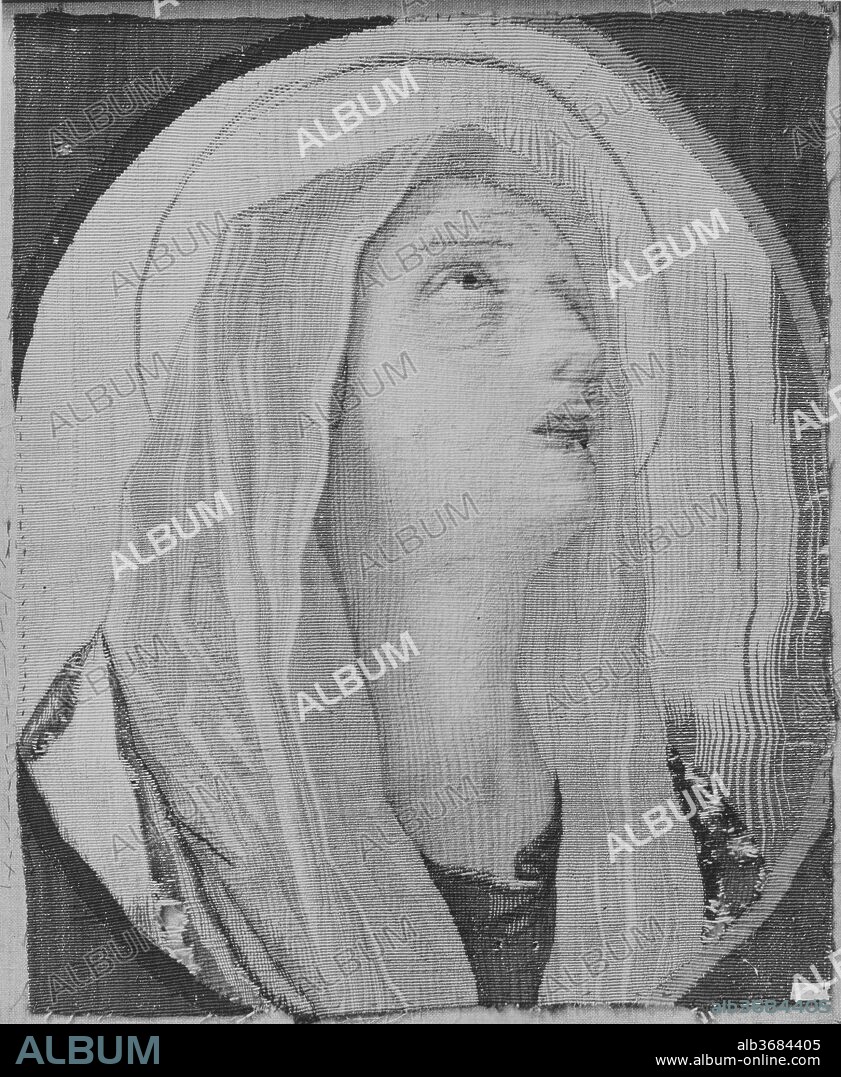 Head of the Virgin (Mater Dolorosa). Artist: Design derived from a painting after Guido Reni (Italian, Bologna 1575-1642 Bologna). Culture: Italian, Rome. Dimensions: H. 18 1/4 x W. 15 1/4 inches (46.4 x 38.7 cm). Manufactory: Manufactured by the San Michele workshop. Date: mid-18th century.