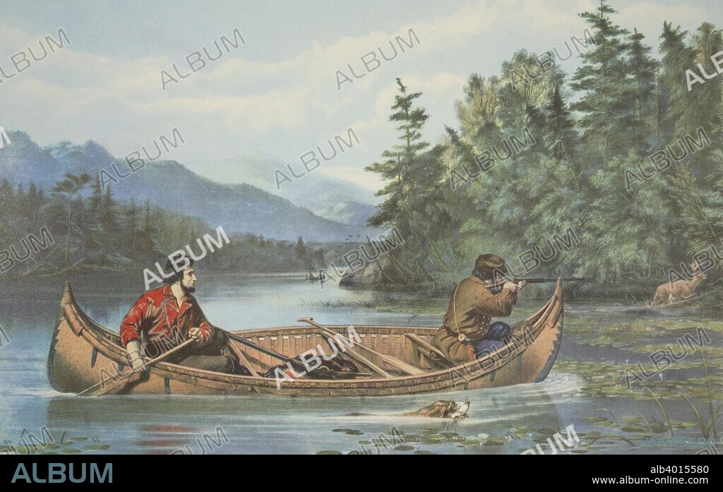 American Hunting Scenes, 'A Good Chance', pub. 1863, Currier & Ives (Colour  Lithograph) - Album alb4015580