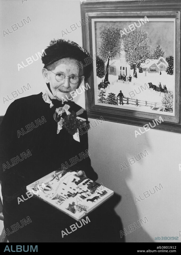 Anna Mary Robertson Moses (September 7, 1860 - December 13, 1961), better known by her nickname of "Grandma Moses", was a renowned American folk artist. Having begun painting in earnest at the age of 78, she is often cited as an example of an individual successfully beginning a career in the arts at an advanced age. Her works have been shown and sold in the United States and abroad and have been marketed on greeting cards and other merchandise. Her paintings are among the collections of many museums. Moses has appeared on magazine covers, television, and in a documentary of her life. She wrote an autobiography of her life, won numerous awards and was awarded two honorary doctoral degrees. Starting at 12 years of age and for a total of 15 years, she was a live-in housekeeper. One of the families that she worked for, who noticed her appreciation for their prints made by Currier and Ives, supplied her with art materials to create drawings. Moses and her husband began their married life in Virginia, where they worked on farms. In 1905 they returned to Northeastern United States and settled in Eagle Bridge, New York. The couple had five children who survived infancy. Her interest in art was expressed throughout her life, including embroidery of pictures with yarn, until arthritis made this pursuit too painful. She died in 1961 at the age of 101.