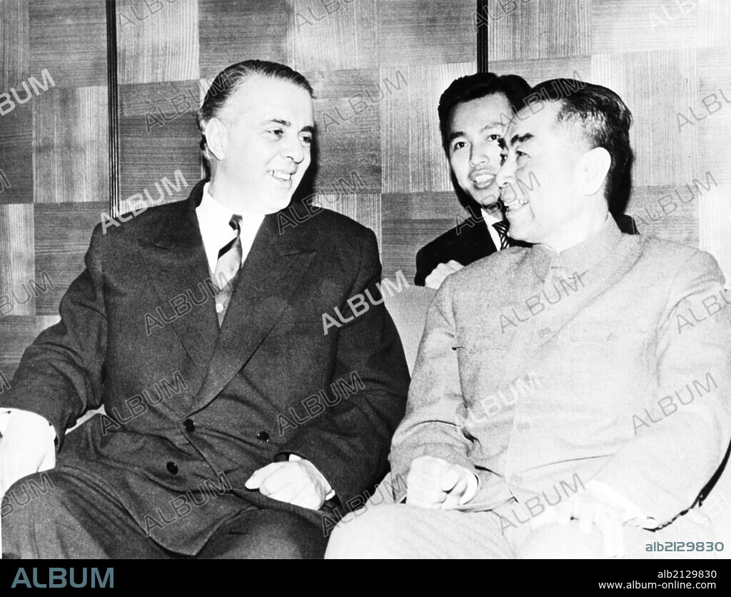 Chinese Premier Chou En Lai With Albanian Leader Enver Hoxha In 1963. (Photo by: Sovfoto/UIG via Getty Images).
