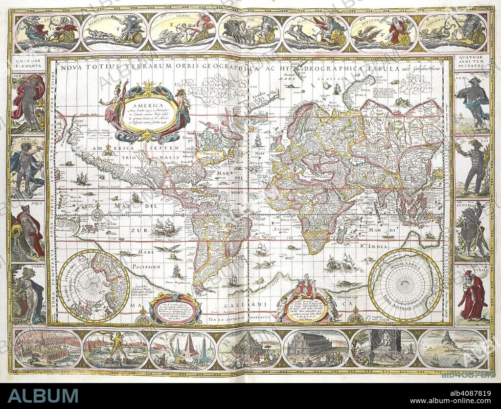 Map of the world. Figures and landscapes in the border. Le Theatre du ...