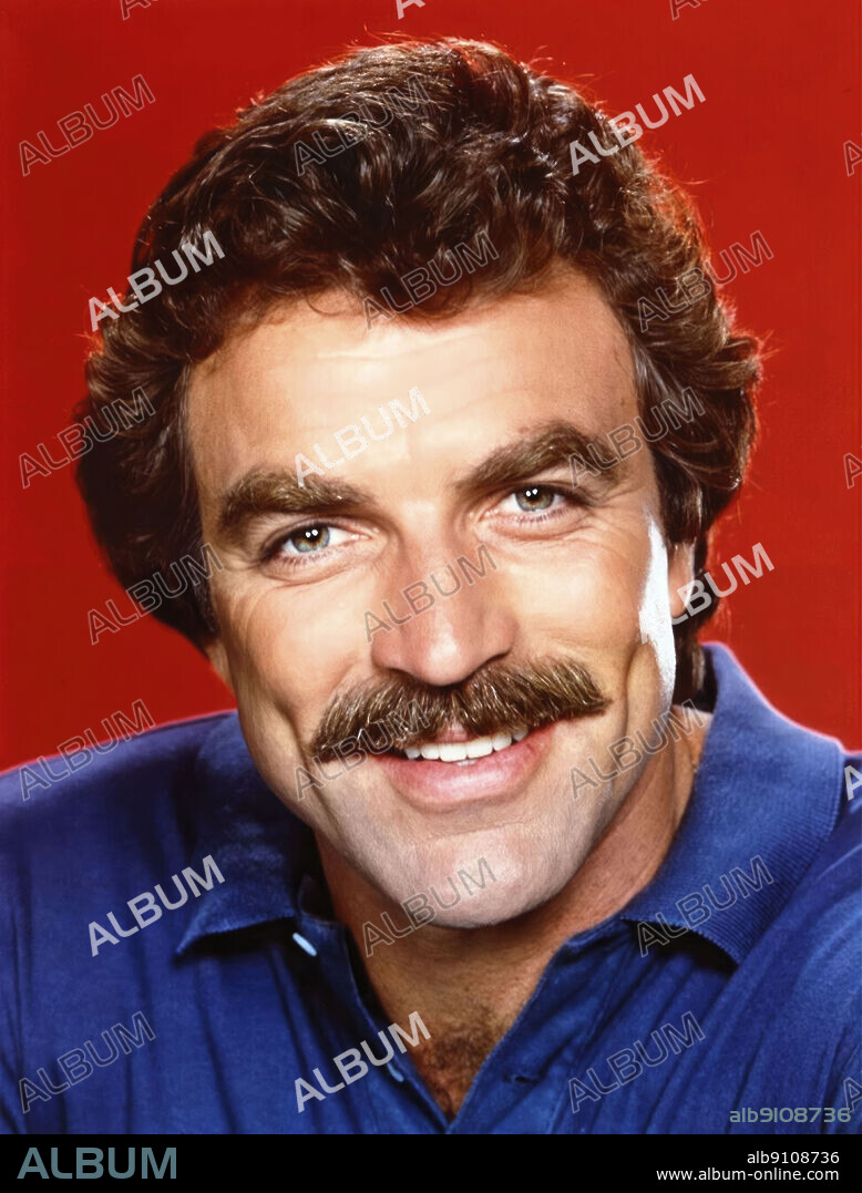 TOM SELLECK in MAGNUM, P. I., 1980. Copyright UNIVERSAL TV.