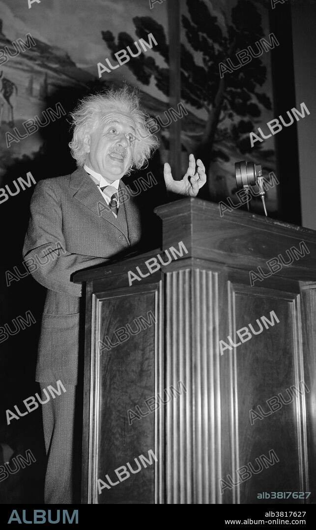 Albert Einstein (March 14, 1879 - April 18, 1955) was a German-born theoretical physicist. He developed the general theory of relativity, one of the two pillars of modern physics. He is best known in popular culture for his mass-energy equivalence formula E = mc2. He received the 1921 Nobel Prize in Physics "for his services to Theoretical Physics, and especially for his discovery of the law of the photoelectric effect". He was visiting the US when Hitler came to power in 1933, and did not go back to Germany. He settled in America becoming a citizen in 1940. He helped alert President Roosevelt that Germany might be developing an atomic weapon, and recommended that the US begin similar research. He was in support of defending the Allied forces, but largely denounced using the discovery of nuclear fission as a weapon. Later, together with Bertrand Russell, Einstein signed the Russell-Einstein Manifesto, which highlighted the danger of nuclear weapons. Einstein was affiliated with the Institute for Advanced Study in Princeton until his death in 1955, at the age of 76. His great intelligence and originality have made the word Einstein synonymous with genius.