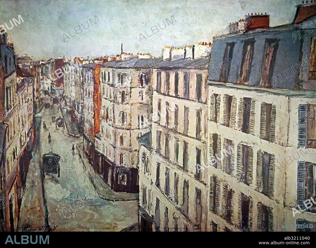 Painting titled 'Rue de la Jonquière' by Maurice Utrillo (1883-1955) a French painter. Dated 20th Century.