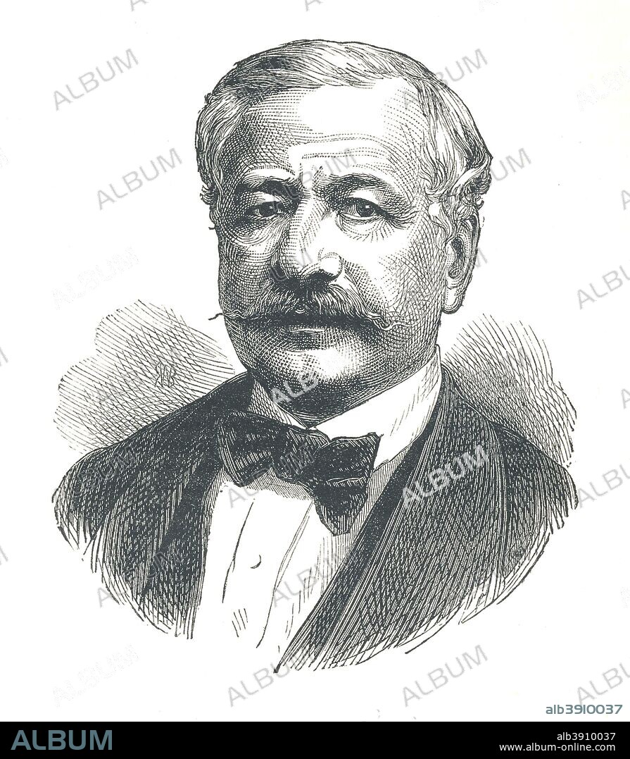 Ferdinand Marie, Vicomte de Lesseps (1805-1894), French diplomat and later developer of the Suez Canal, 1893. He was also holder of the Legion of Honor. From The Pictorial Treasury of Famous Men and Famous Deeds published by Frederick Warne and Co. [London and New York, 1893].