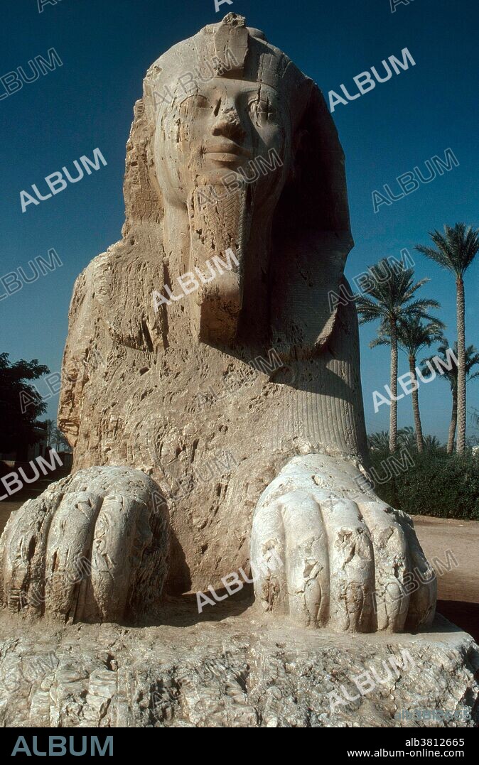 Alabaster sphinx of Memphis, Egypt.