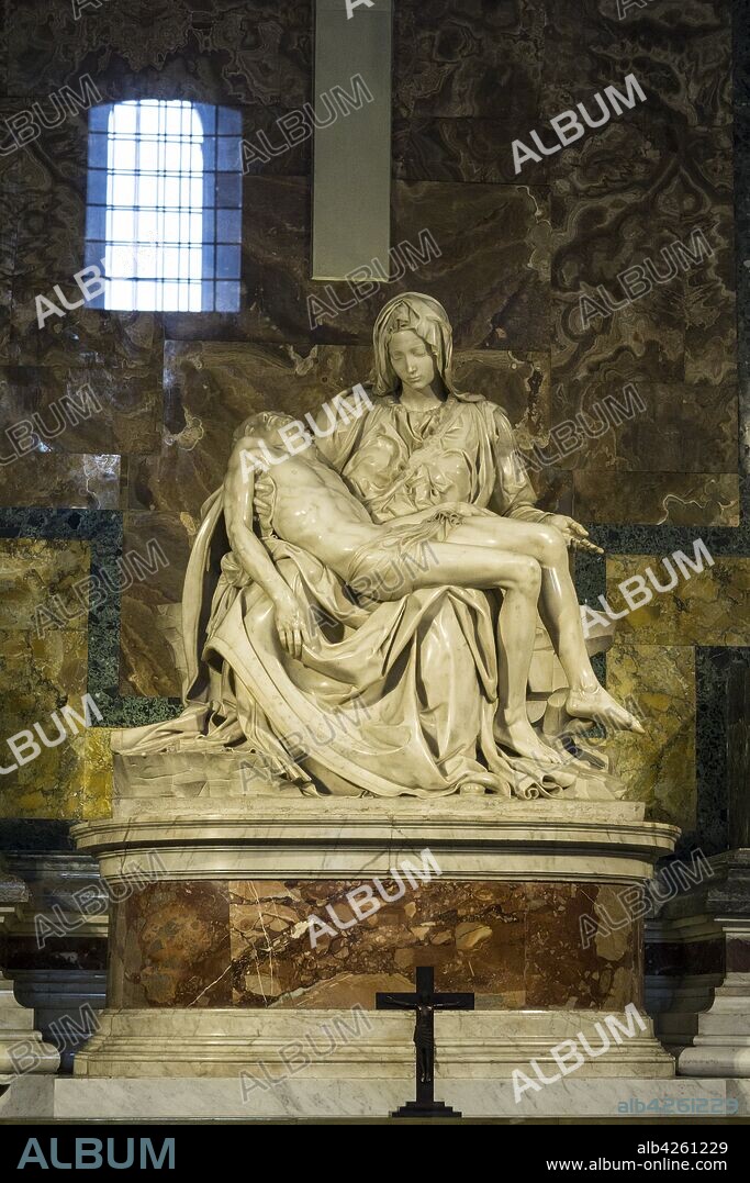 Pietà (Michelangelo) 1498-1499 in The St. Peter's Basilica , Vatican city, Rome, Italy.