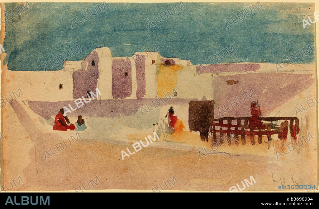 HERCULES BRABAZON BRABAZON. Walls of a North African City. Dimensions: sheet: 11.2 x 18.6 cm (4 7/16 x 7 5/16 in.). Medium: watercolor over graphite on laid paper.