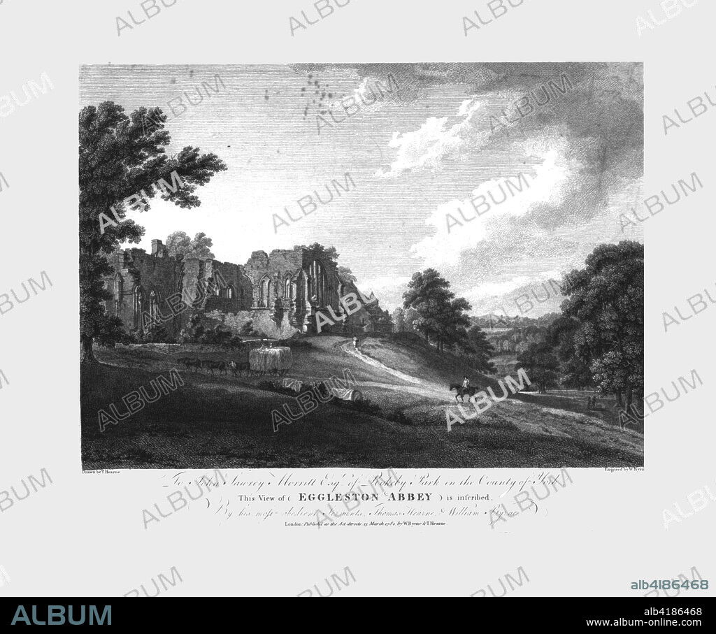 'Eggleston Abbey', c1782. Ruins of Egglestone Abbey, (the abbey of St Mary and St John the Baptist), founded between 1195 and 1198 near the River Tees in County Durham.