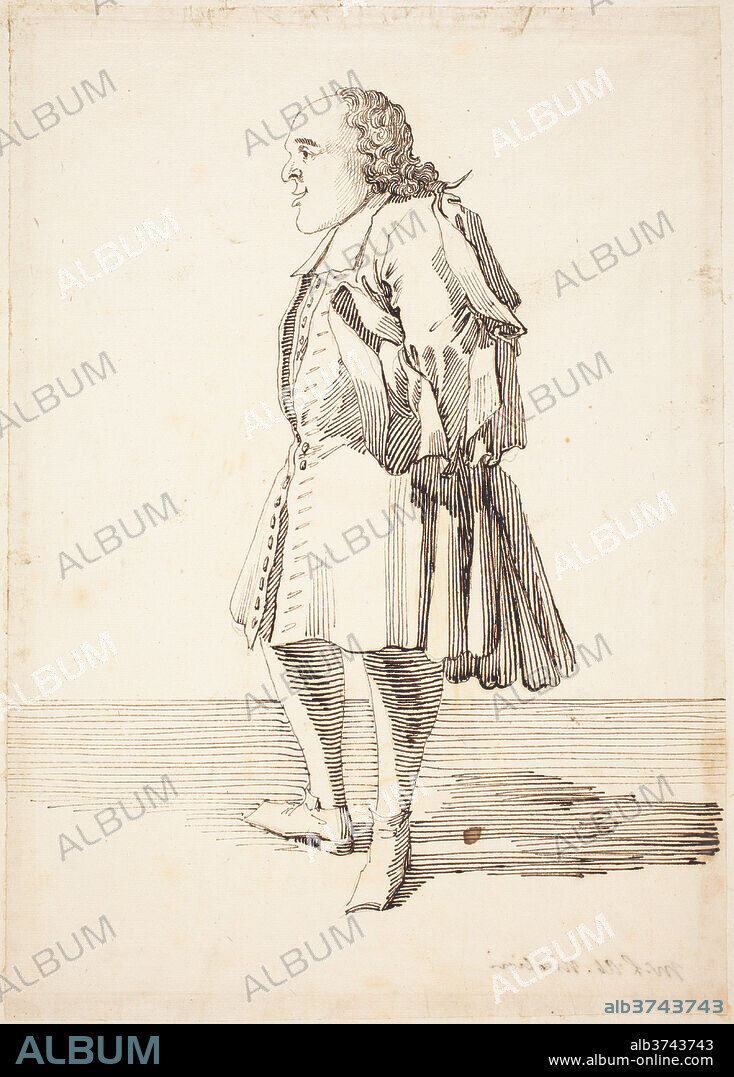 PIER LEONE GHEZZI. Caricature of a Male Figure. Dimensions: sheet: 30.6 x 21.8 cm (12 1/16 x 8 9/16 in.)  mount: 36.8 x 27.7 cm (14 1/2 x 10 7/8 in.). Medium: pen and iron gall ink over graphite on laid paper.