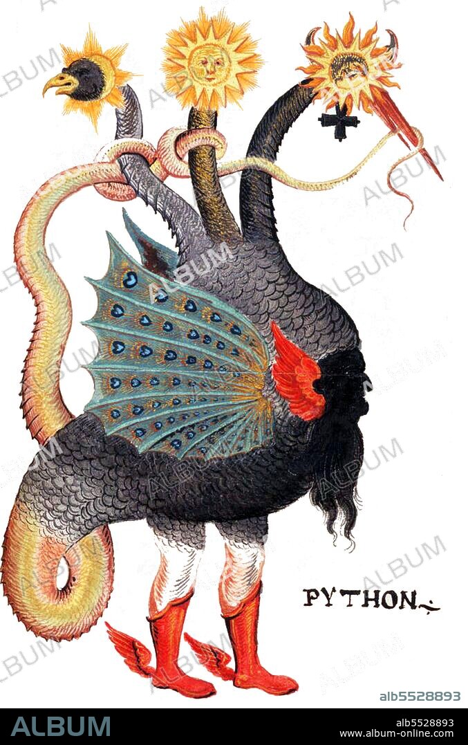 In Greek mythology, Python (Greek: ?????, gen.: ???????) was the earth-dragon of Delphi, always represented in Greek sculpture and vase-paintings as a serpent. He presided at the Delphic oracle, which existed in the cult center for his mother, Gaia, 'Earth', Pytho being the place name that was substituted for the earlier Krisa. Hellenes considered the site to be the center of the earth, represented by a stone, the omphalos or navel, which Python guarded.