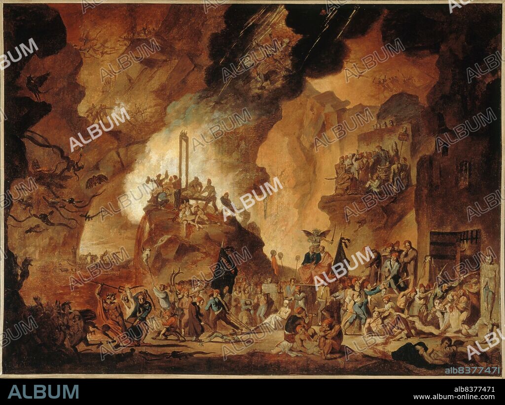 NICOLAS ANTOINE TAUNAY. Revolutionary satirical allegory: the triumph of Marat in the underworld, c1790 — 1800.