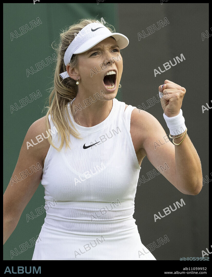 July 2, 2024, London, London, United Kingdom: Katie Boulter celebrates on her way to winning her first round match on day two of the Wimbledon Tennis Championships in London. (Credit Image: © Stephen Lock/i-Images via ZUMA Press).