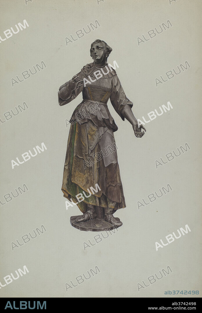 BETTY FUERST. Female Figurehead. Dated: c. 1939. Dimensions: overall: 55.9 x 38 cm (22 x 14 15/16 in.). Medium: watercolor, graphite, and colored pencil on paperboard.