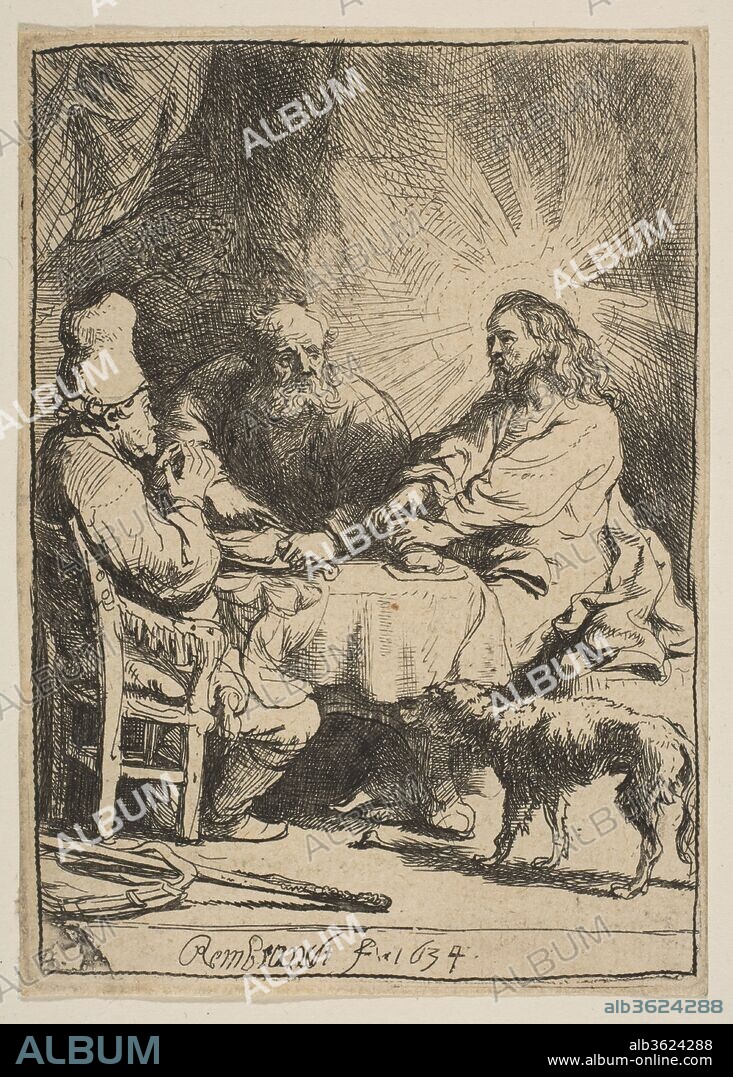 Christ at Emmaus: The Smaller Plate. Artist: Rembrandt (Rembrandt van Rijn) (Dutch, Leiden 1606-1669 Amsterdam). Date: 1634.