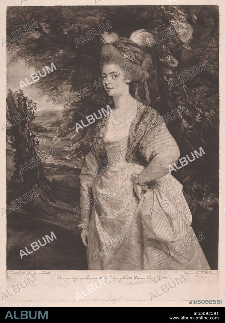 Elizabeth Godden (née Houghton), Lady Taylor, Print made by William Dickinson, 17461823, British, after Sir Joshua Reynolds RA, 17231792, British, ca. 1775, Mezzotint (only state) on medium, slightly textured, cream laid paper, Sheet: 21 1/4 × 16 1/2 inches (54 × 41.9 cm), Plate: 17 3/4 × 13 inches (45.1 × 33 cm), and Image: 16 × 13 inches (40.6 × 33 cm).