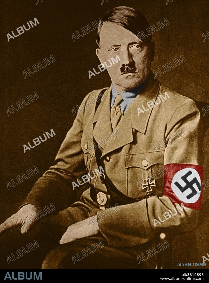 Portrait of Adolf Hitler (April 20, 1889 - April 30, 1945) as it appeared in the 1933 Nazi party yearbook.