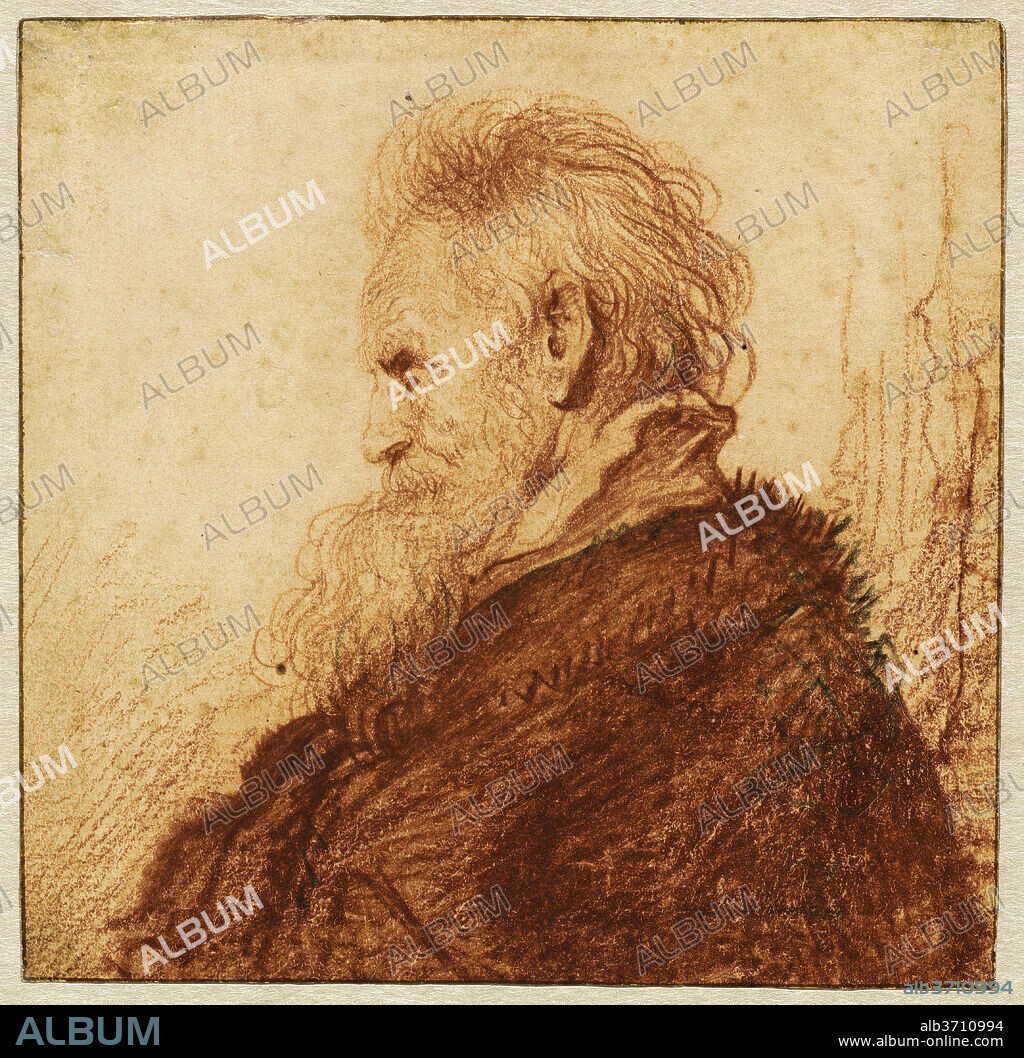 REMBRANDT. Head of an Old Man (recto). Dated: c. 1631. Dimensions: overall: 13.7 x 13.8 cm (5 3/8 x 5 7/16 in.). Medium: red chalk, with touches of black chalk, on laid paper.