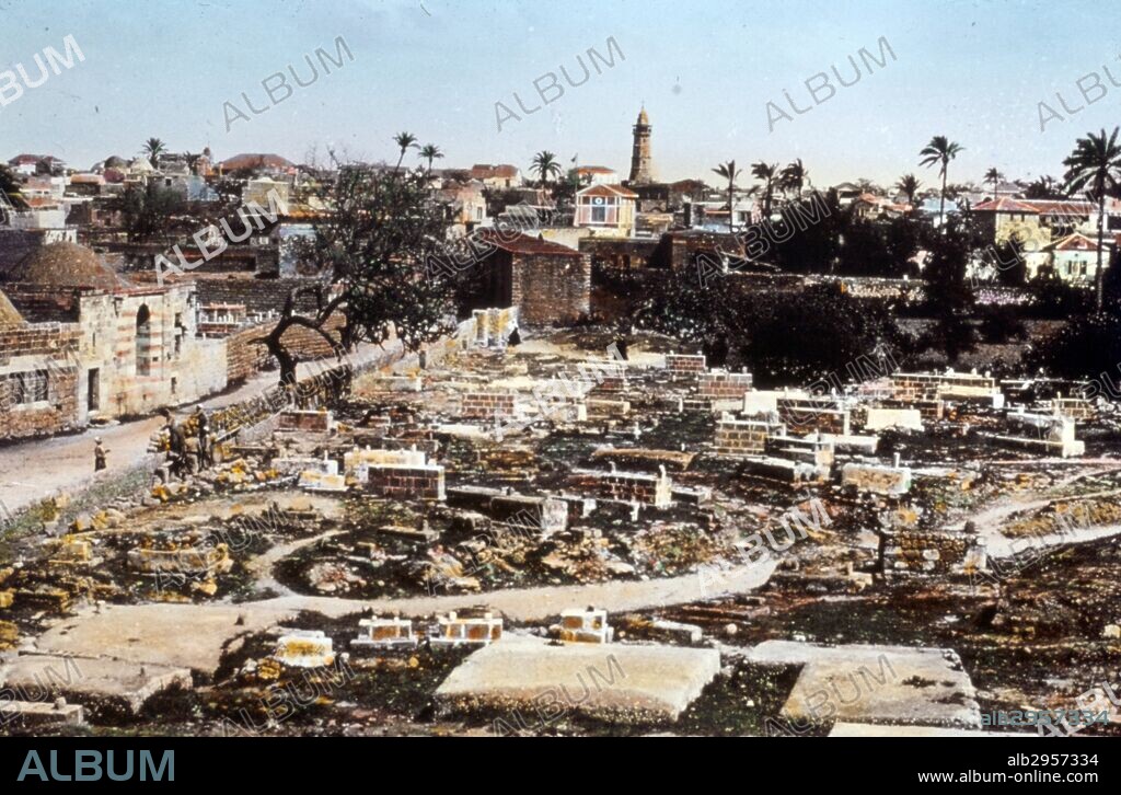 Colour photograph of Gaza under British Mandate. Dated 1930.