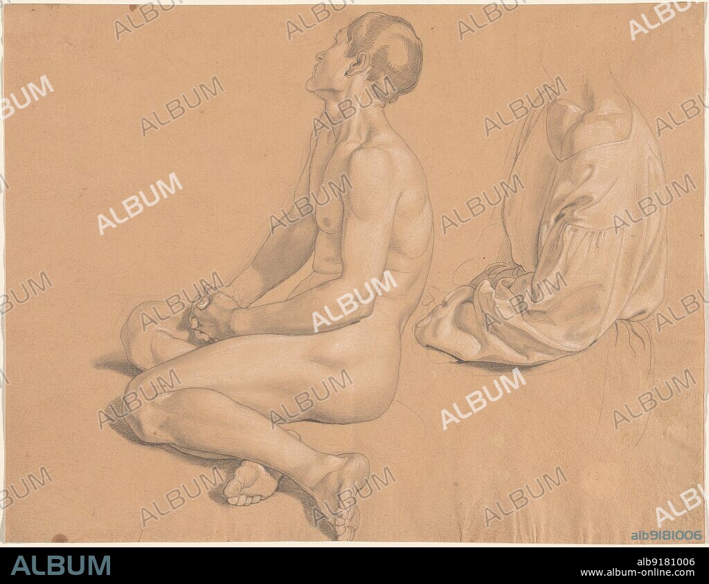 GUSTAV HEINRICH NACKE. A Seated Man Nude and then Clothed, 1820s. Creator:  Gustav Heinrich Nacke. - Album alb9181006