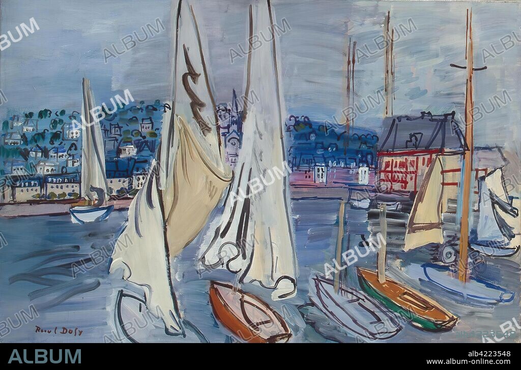 RAOUL DUFY. 'Sailing-Boats In Deauville'. France, Circa 1936. Dimensions: 54,0x80,5 xm.