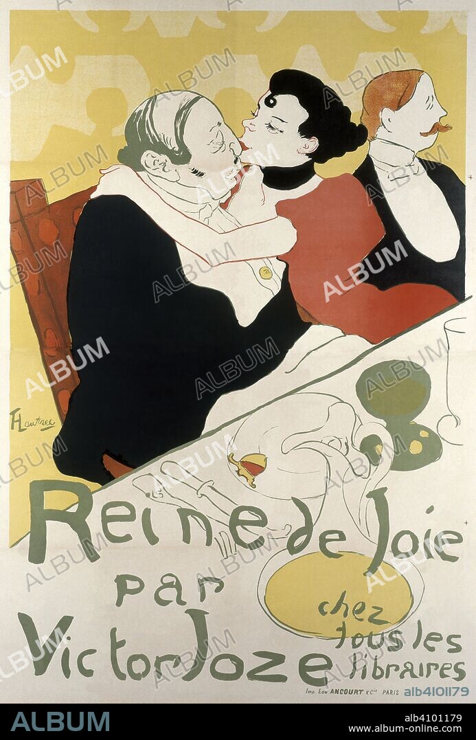 HENRI DE TOULOUSE-LAUTREC. Poster for the novel Reine de joie, moeurs du demi-monde by Victor Joze. Dimensions: 151.5 cm x 100 cm, 137 cm x 93.2 cm, 159 cm x 107 cm.