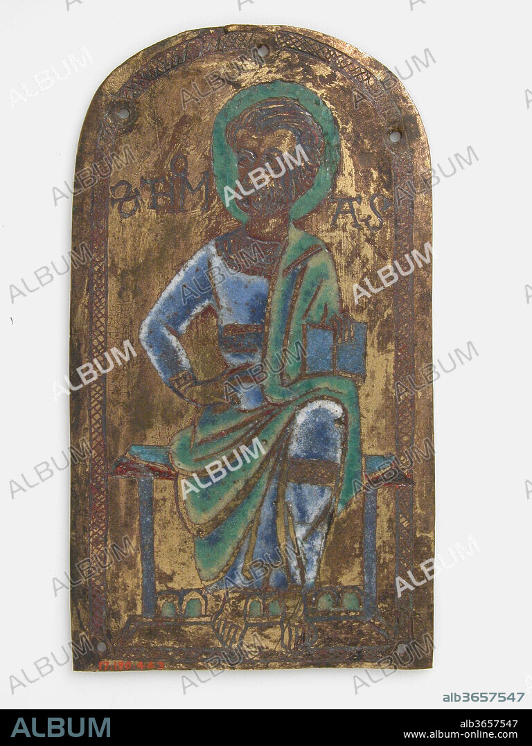 Plaque of St. Thomas. Culture: Lower Rhenish or Saxon. Dimensions: Overall: 5 1/16 x 2 7/8 x 1/16 in. (12.9 x 7.3 x 0.2 cm). Date: mid-12th century.