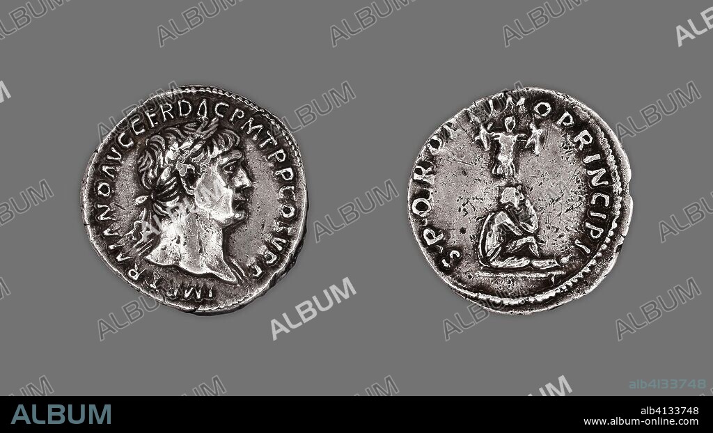 ANCIENT ROMAN. Denarius (Coin) Portraying Emperor Trajan. Roman, minted ...