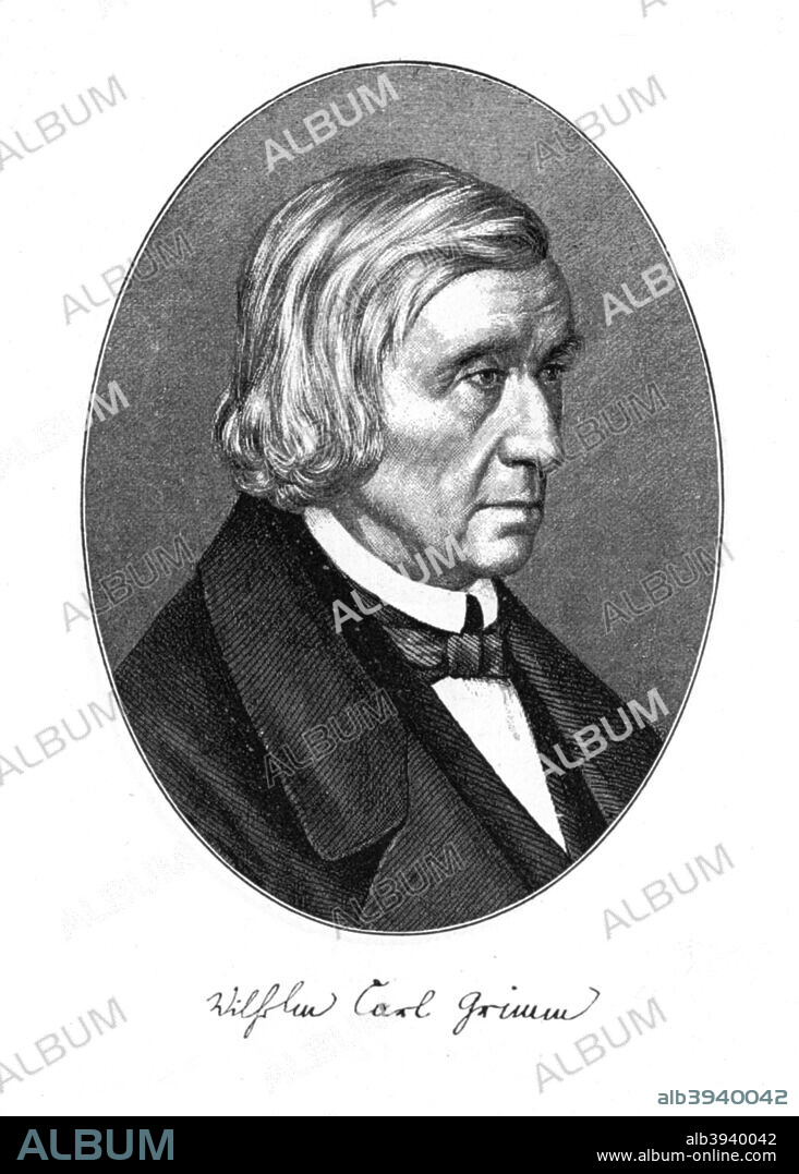 Wilhelm Carl Grimm, German author, 1887. Grimm (1786-1859) one of the Brothers Grimm, famous for their fairy tales and work in linguistics.