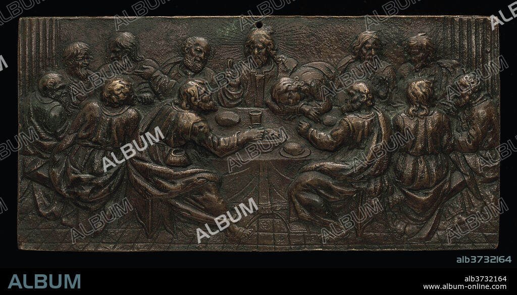 ITALIAN 16TH CENTURY. The Last Supper. Dated: 16th century. Dimensions: overall: 7.5 x 15.4 cm (2 15/16 x 6 1/16 in.) gross weight: 244 gr. Medium: bronze.