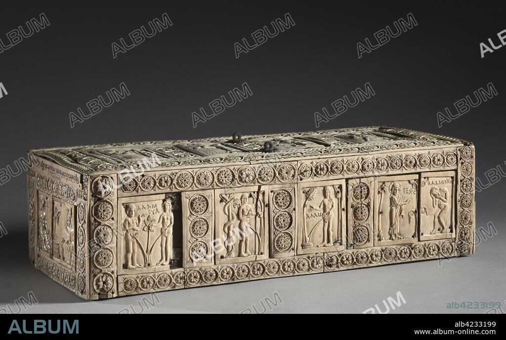 Ivory Box with Scenes of Adam and Eve, 1000-1100s. Byzantium, Constantinople, Byzantine period, 11th-12th century. Ivory, wood; overall: 14.3 x 46.7 x 20.3 cm (5 5/8 x 18 3/8 x 8 in.).