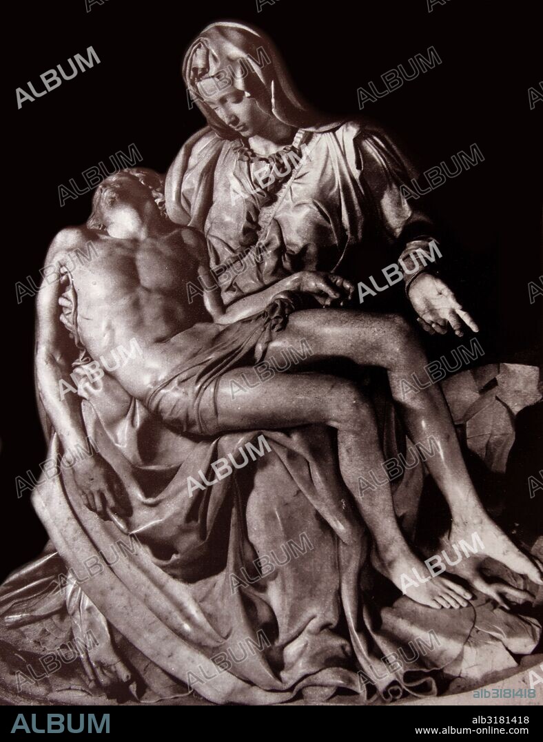 The Pietà is a work of Renaissance sculpture by Michelangelo Buonarroti, housed in St. Peter's Basilica, Vatican City. 1498-99.