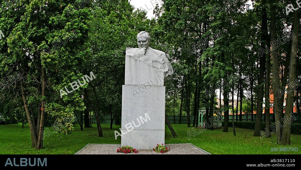 Statue of Sergei Korolev, on the grounds of his old house, now a museum; Moscow. Korolev was the lead Soviet rocket engineer and spacecraft designer in the "Space Race" between the United States and the Soviet Union during the 1950s and 1960s.