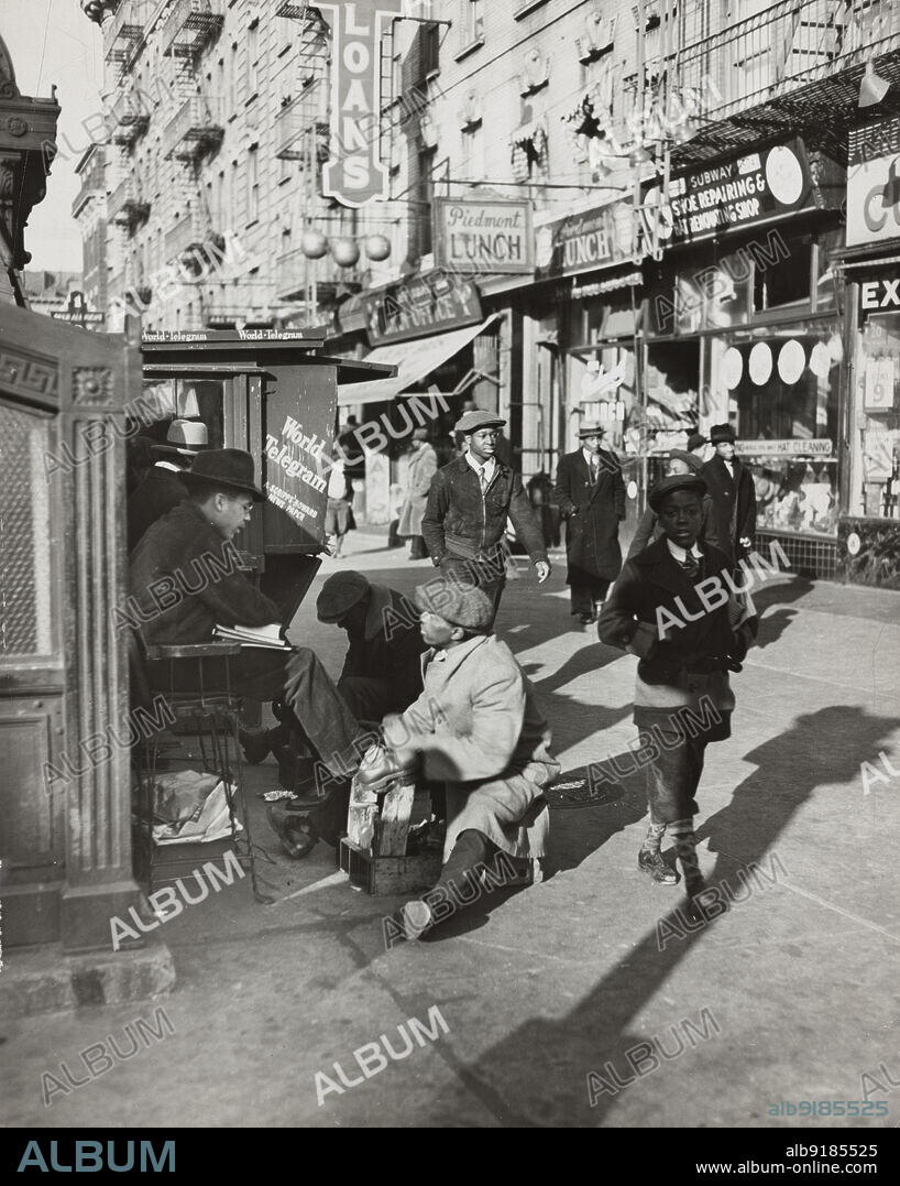 View of Lenox Avenue, Harlem, at 135th Street, showing businesses 