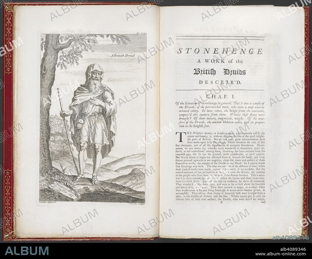 WILLIAM STUKELEY. An illustration of a druid. Stonehenge, a Temple restor'd to the British Druids. London, 1740. Source: G.6042.(1). Language: English.