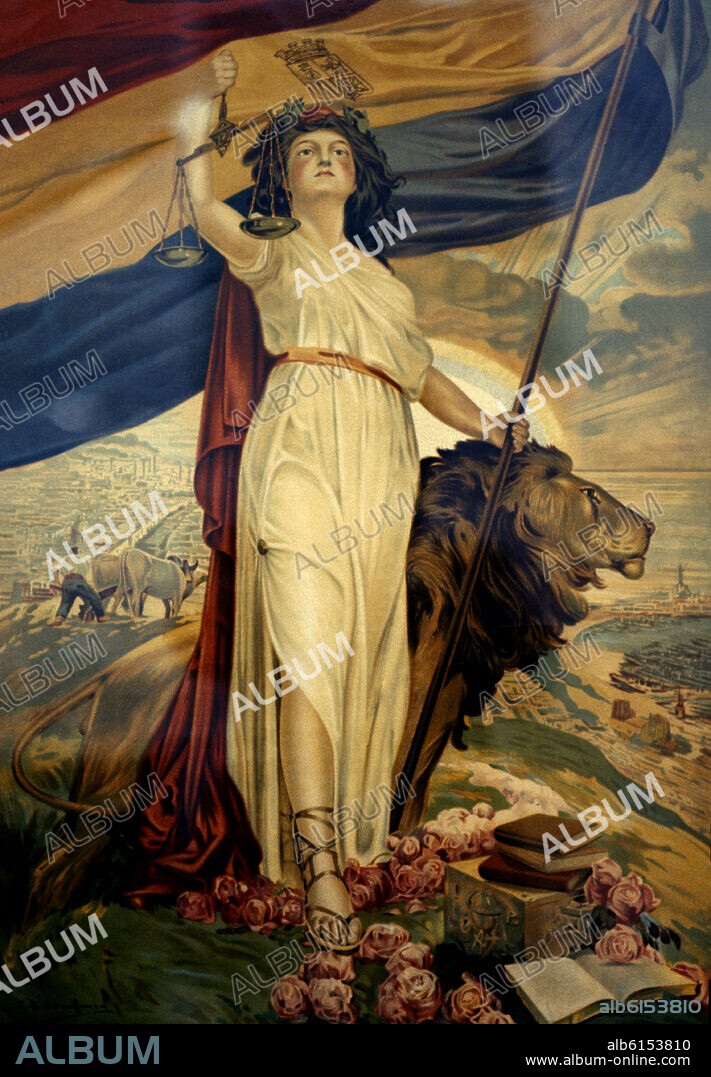 J. BARREIRA. CARTEL DE ALEGORIA A LA II REPUBLICA ESPAÑOLA - 1931.