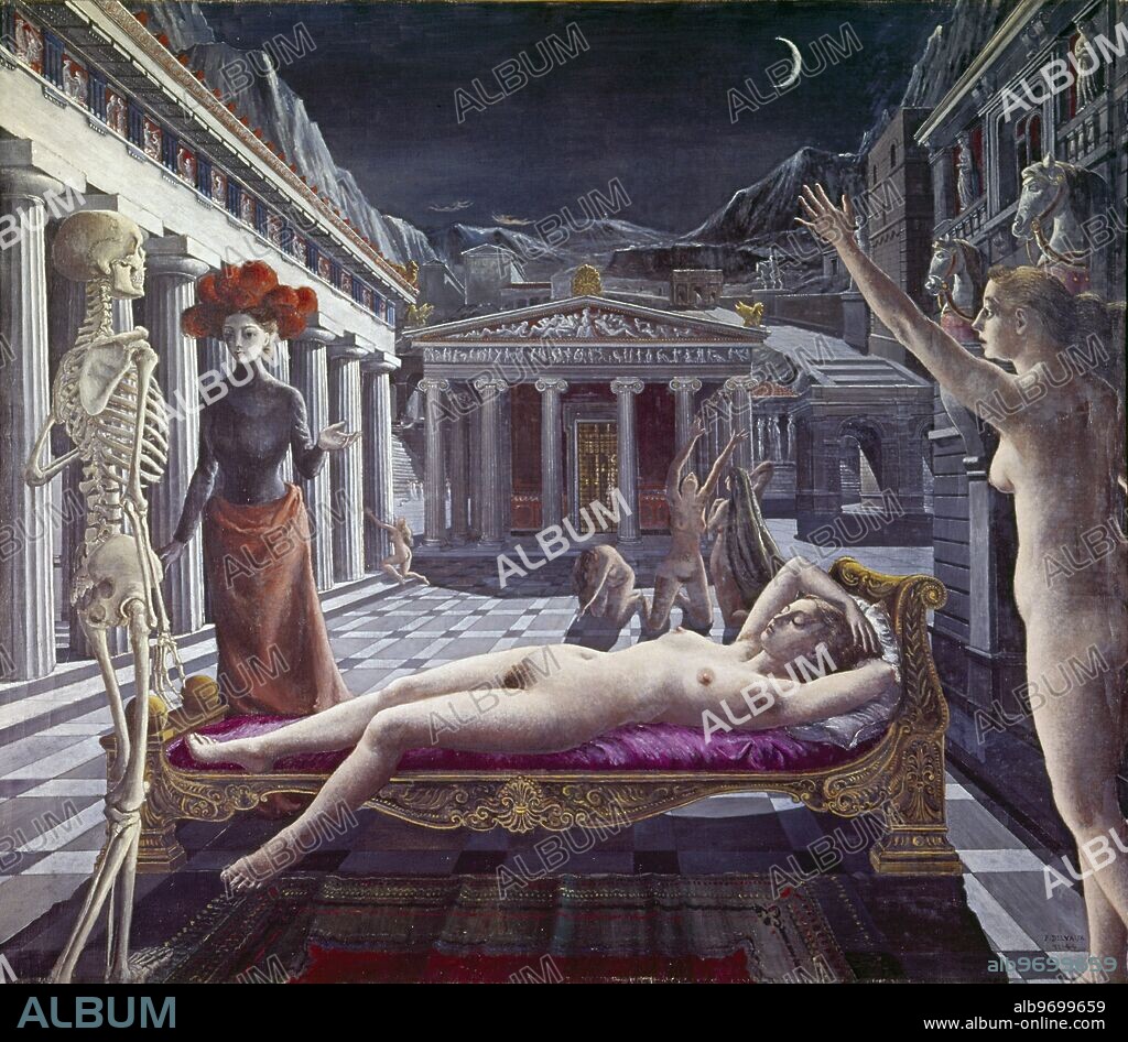 PAUL DELVAUX. Venus Asleep. by Paul Delvaux. Paul Delvaux was a Belgian  painter, famous for his surrealist paintings with female nudes staring at  the horizon. He was born - Album alb9699659