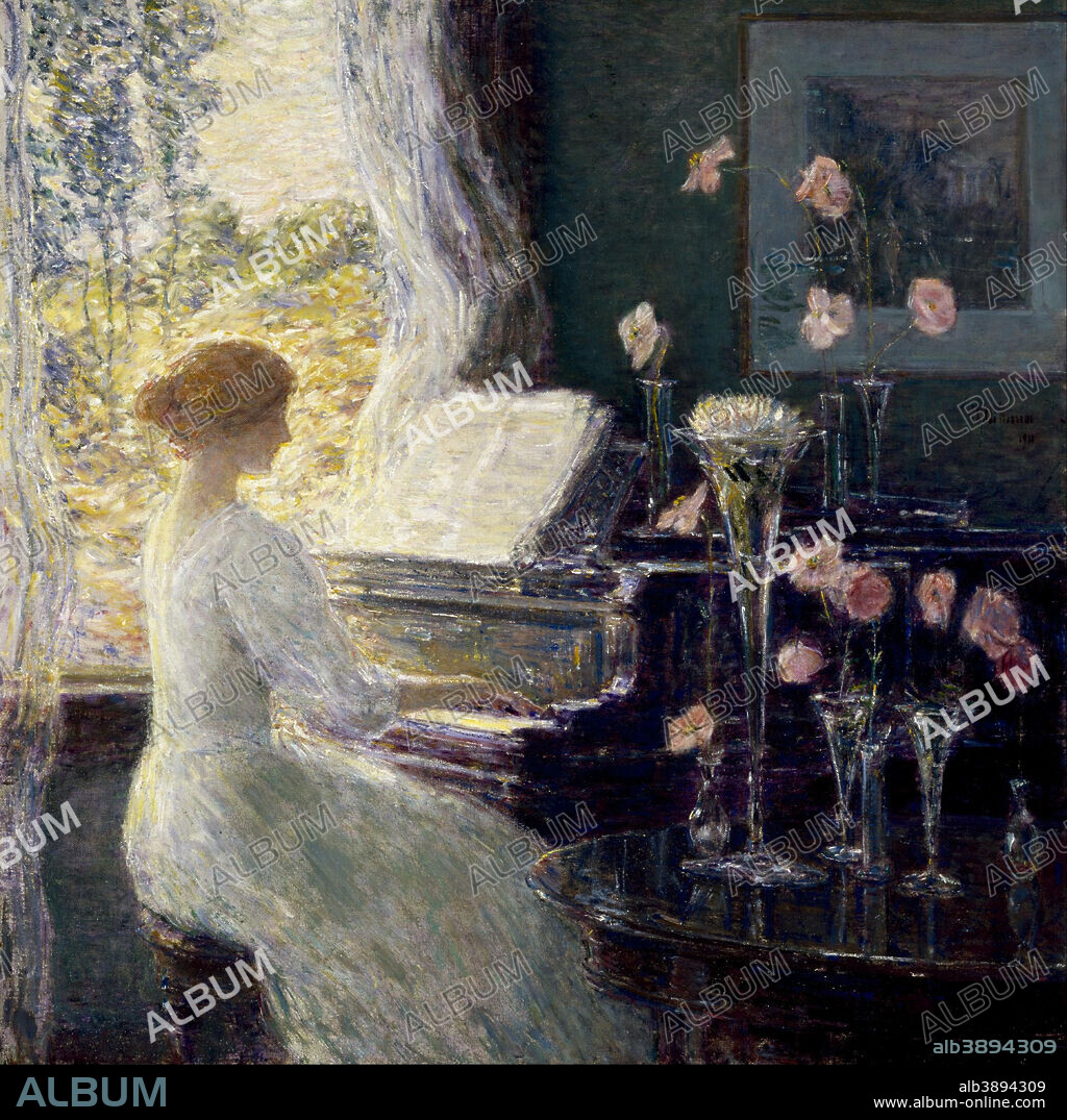 CHILDE HASSAM. The Sonata. Date/Period: 1911. Painting. Oil on canvas. Width: 69.6 cm. Height: 69.6 cm (without frame).